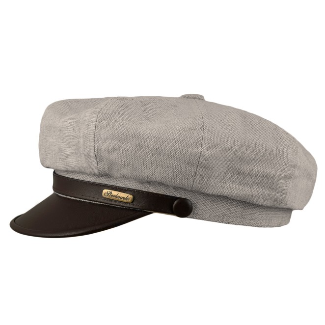 Gavroche linen newsboy classic cap with leather bill