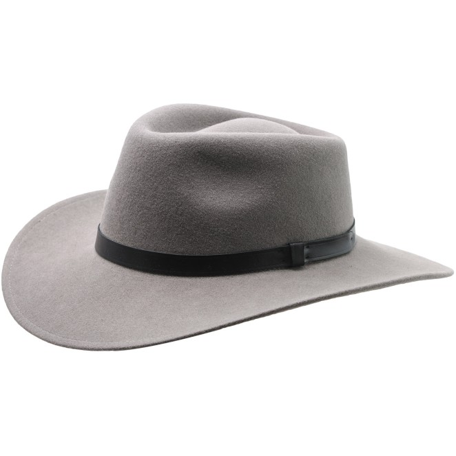 Sharps Wool Felt Fedora Wide Brim with thin leather belt as a band