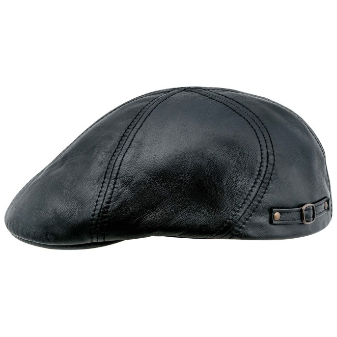 Dodger genuine leather six panels Duckbill cap with breathable lining.