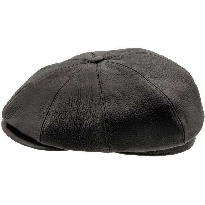 Brian - genuine leather flat cap with 8 panels crown, gatsby hat