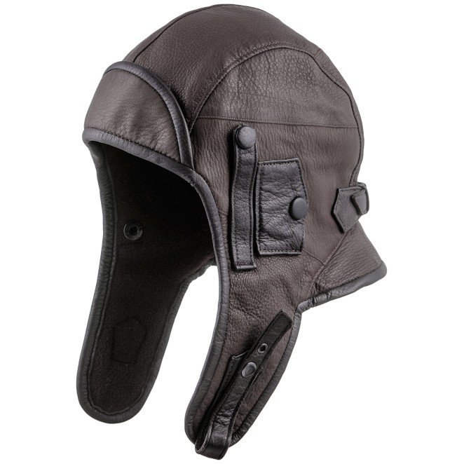 Karelia - genuine leather aviator winter cap with warm ear flaps