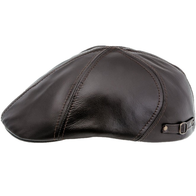 Dodger genuine leather six panels Duckbill cap with breathable lining.