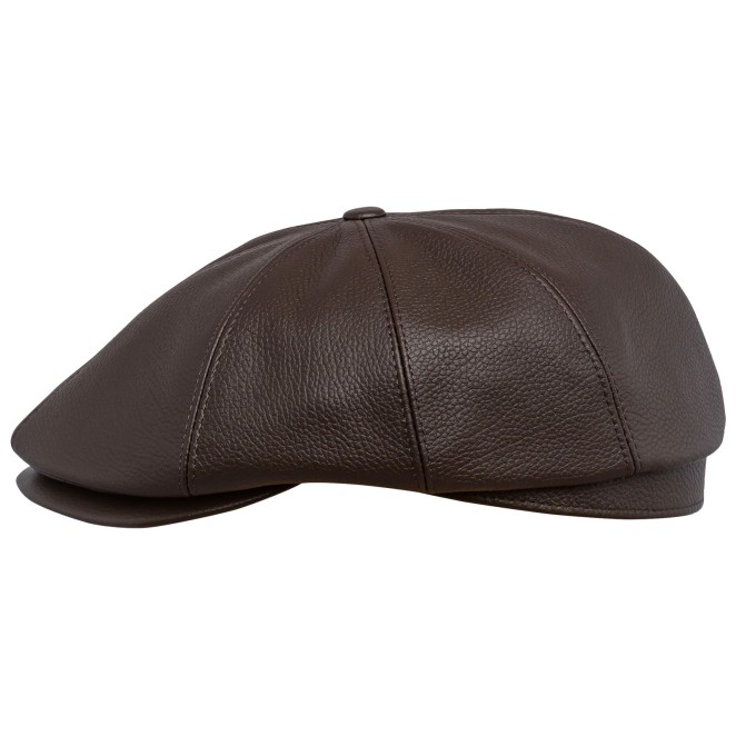 Tony - genuine leather flat cap with 8 panels crown, baseball men caps