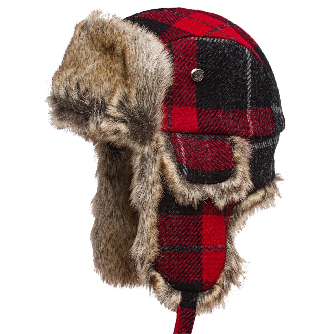 Lumberjack trapper cap made of genuine Harris Tweed wool and faux fur