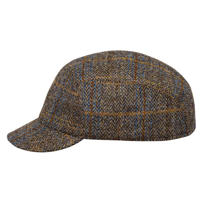 Hudson winter Danish cap quilted lining foldable earflap Harris Tweed