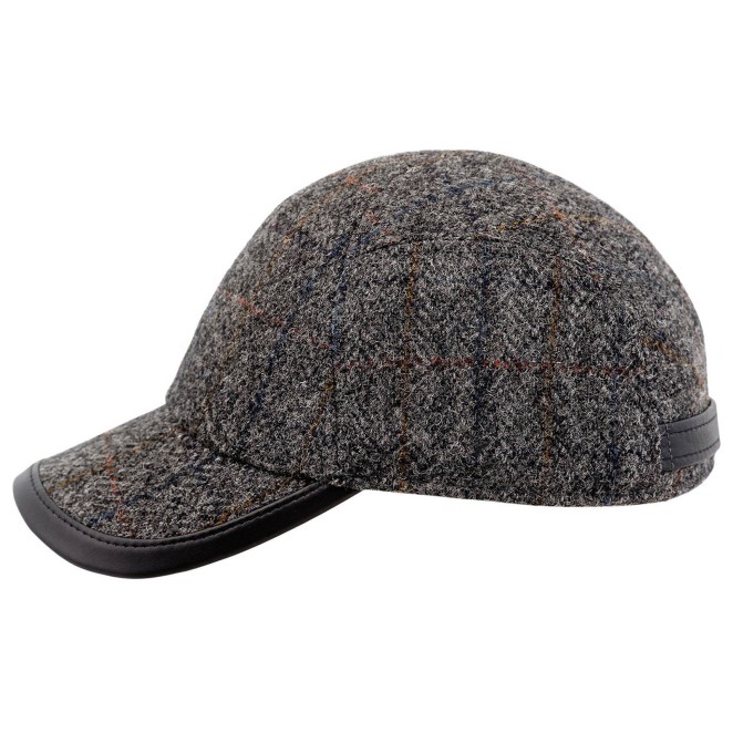 Granite State Harris Tweed ball checked cap with trimmed bill