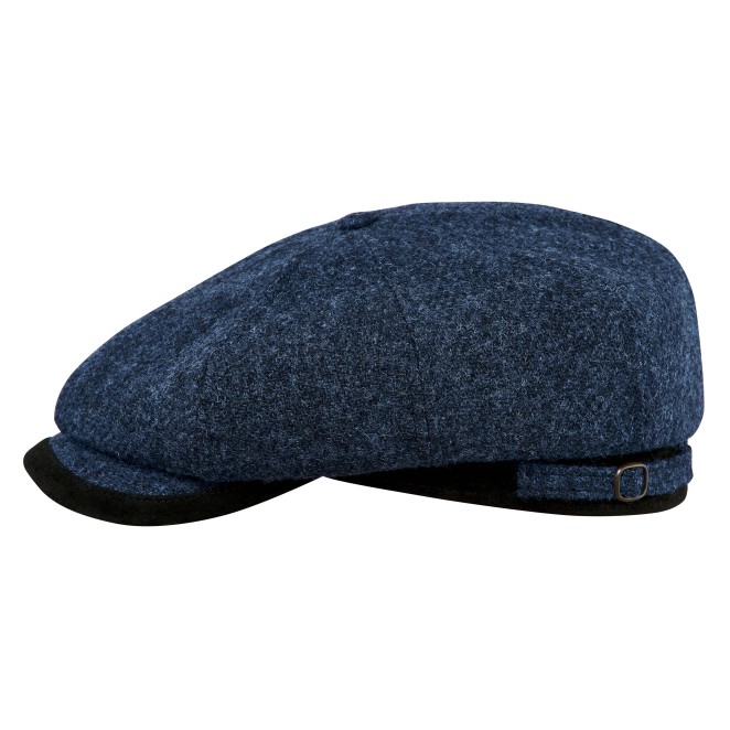 Malone Harris Tweed eight panel Gatsby winter cap breathable lining.