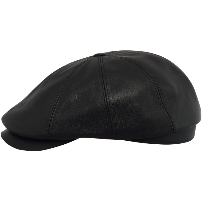 Tony - genuine leather flat cap with 8 panels crown, baseball men caps