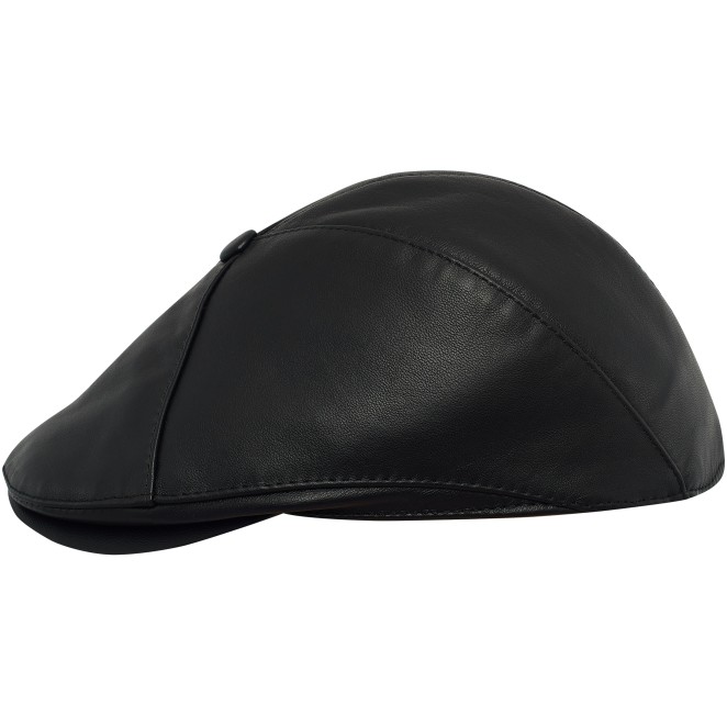 Genuine leather flat cap with 5 panels crown, baseball men caps