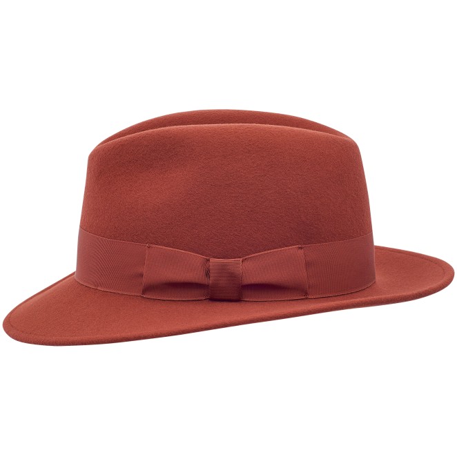 Holden - Fedora style wide brim hat made with pure wool felt crushable