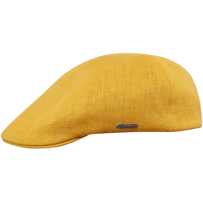 Rusty light linen duckbill summer flat cap with 6 panel crown