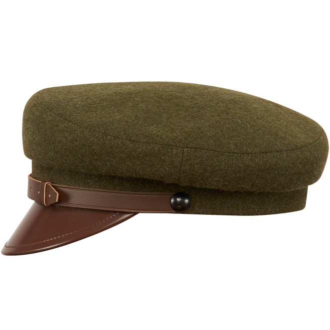 Maciejowka Model 1 warm and vintage duty cap with short lacquered bill