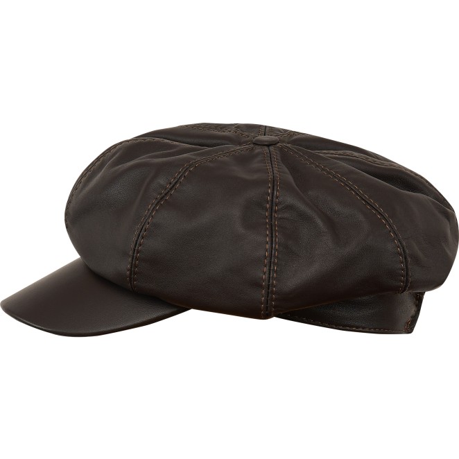 Jimmy Leather Cattle Large Crown 8 Panels Newsboy Cap