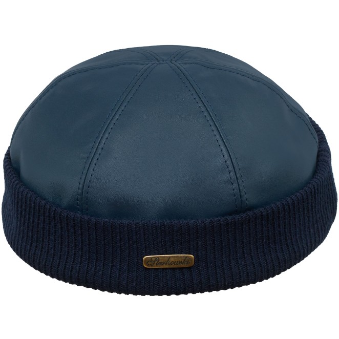 Navy Watch warm breathable docker beanie cap made of natural leather