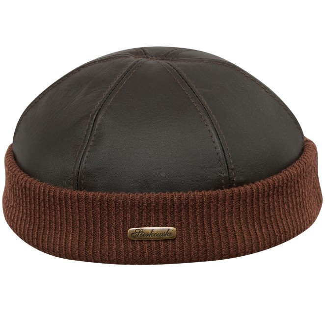 Navy Watch warm breathable docker beanie cap made of natural leather