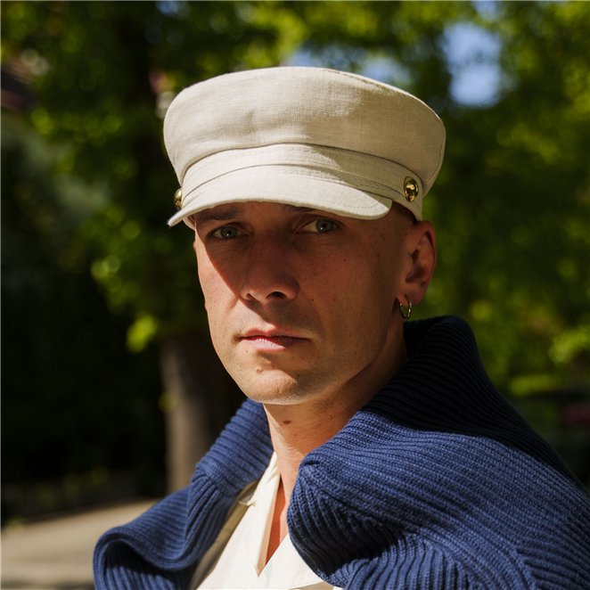 Pireus - summer linen breton cap precisely handmade, fisherman style