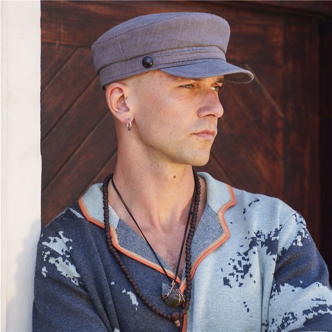 Pireus - summer linen breton cap precisely handmade, fisherman style