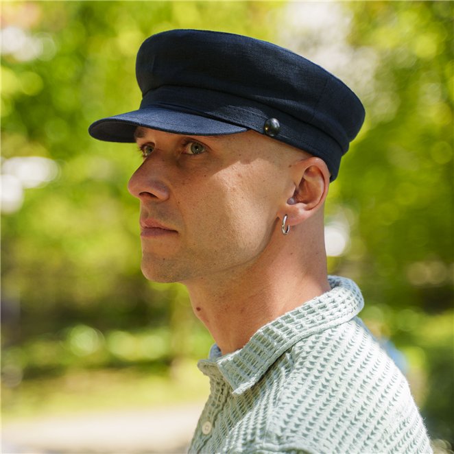 Pireus - summer linen breton cap precisely handmade, fisherman style