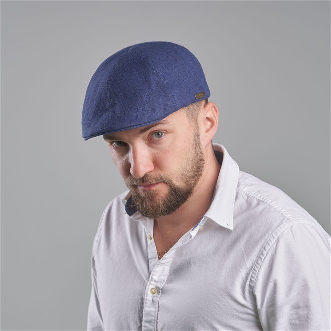 Rusty light linen duckbill summer flat cap with 6 panel crown