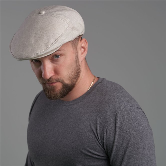 Swede pure 100% natural linen summer flat cap 5 panel crown newsboy