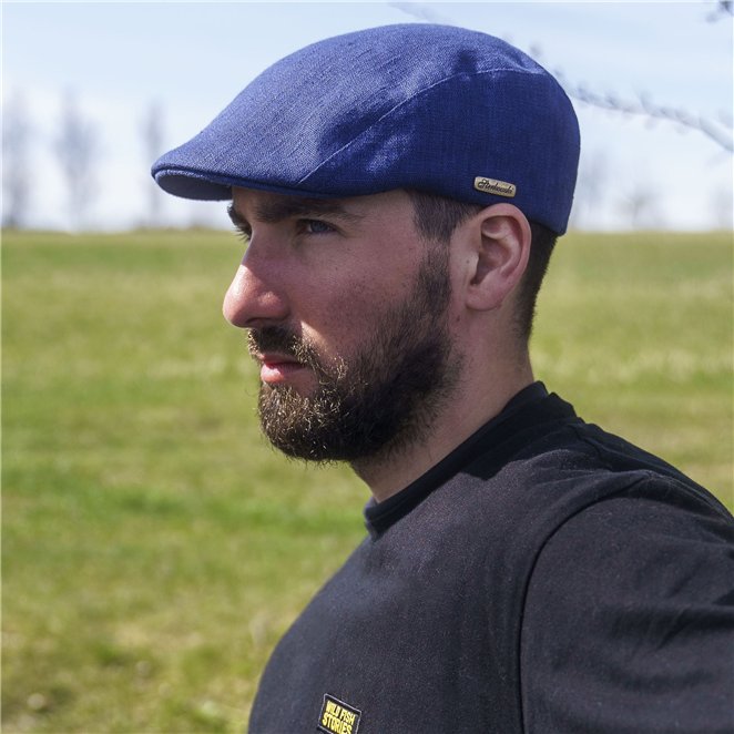 Gecko linen duckbill summer flat cap with 6 panel crown. Pure linen.