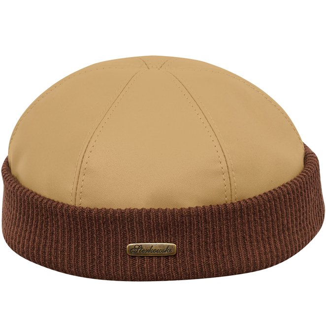 Navy Watch warm breathable docker beanie cap made of natural leather