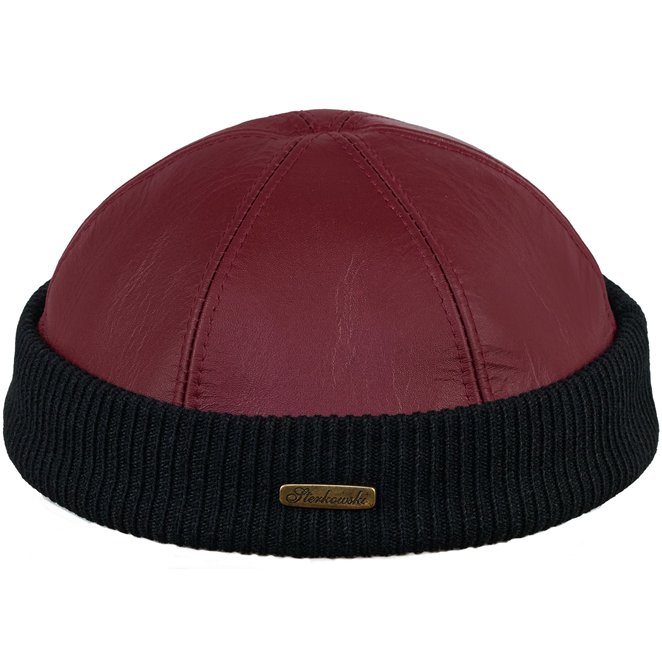 Navy Watch warm breathable docker beanie cap made of natural leather