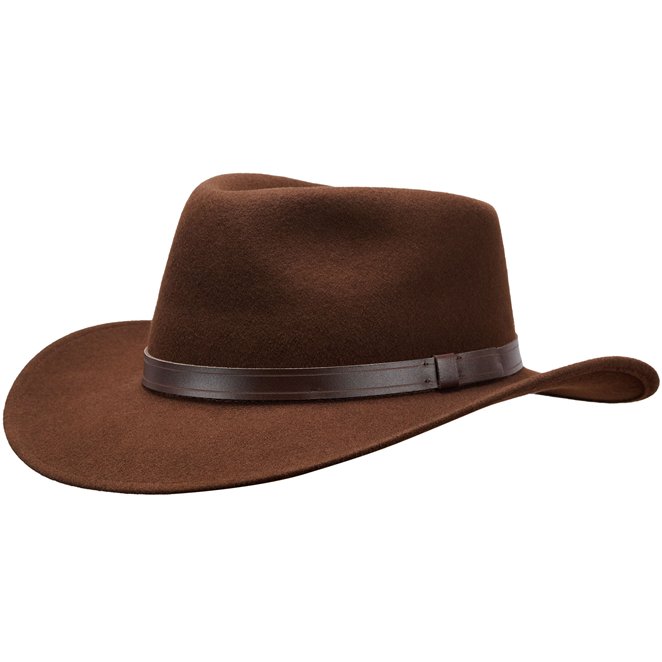 Sharps Wool Felt Fedora Wide Brim with thin leather belt as a band