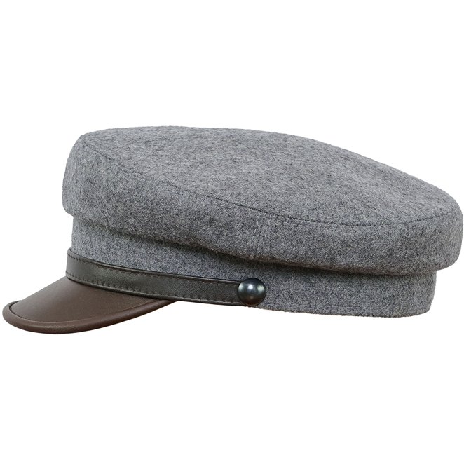 Maciejowka model 4 cap woolen cloth and natural leather visor