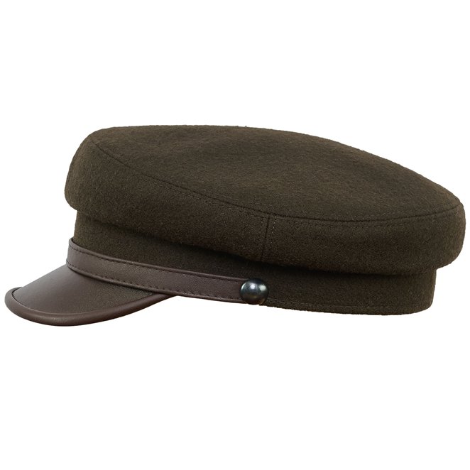 Maciejowka model 4 cap woolen cloth and natural leather visor